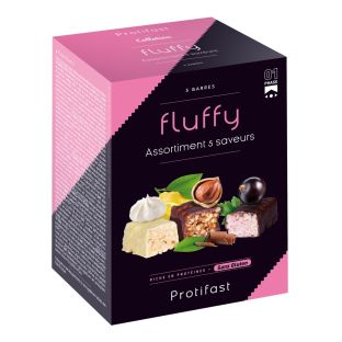 Pack découverte assortiment 5 barres Fluffy Protifast.