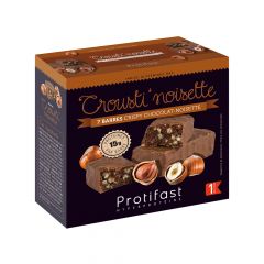 barre croustillante saveur noisette chocolat riche en protéines. (7 x 44 g)
